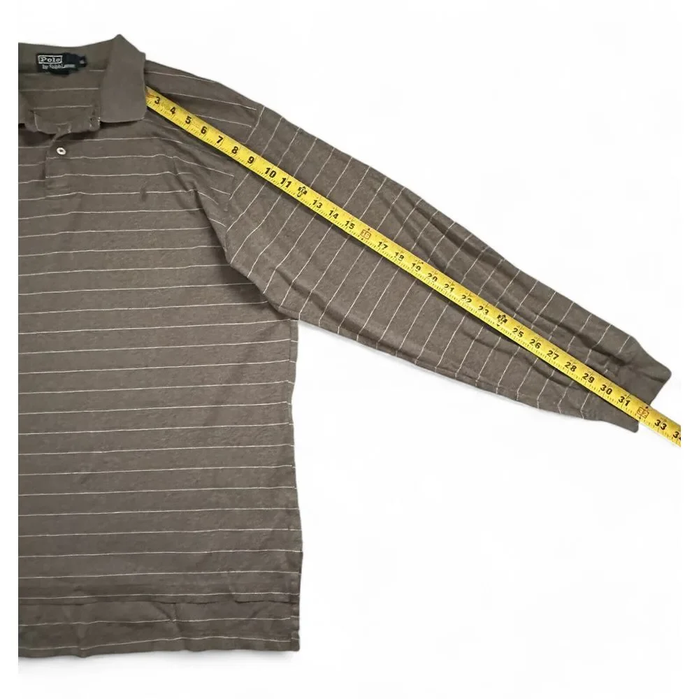 Polo Ralph Lauren Men's Brown Striped Long Sleeve Shirt‎ Size XL